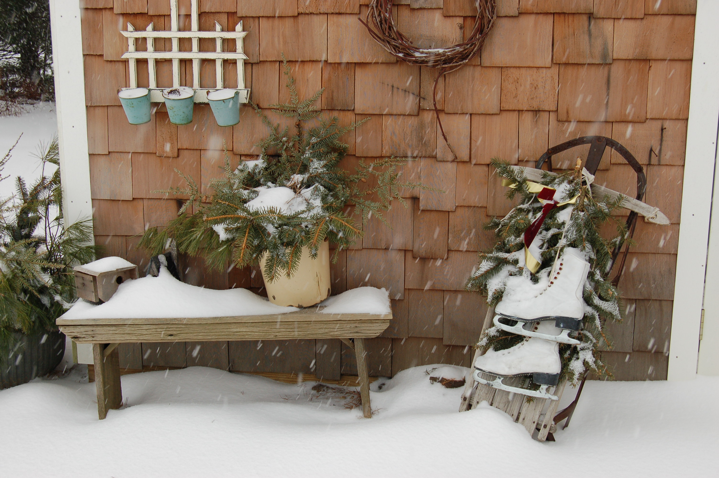 Snowy decorations by Bruce Stambaugh